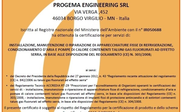 Certificazione CE n°303/2008 2015-2020